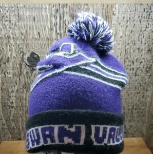 Swan Valley Small Fit Purple Knit Beanie Winter Hat Pom Pom Unisex